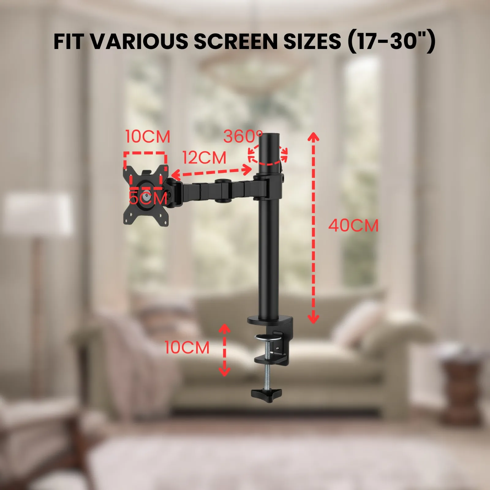 LED Monitor Mount Stand For 1 LED 17"-30" With Table Clamp view 2
